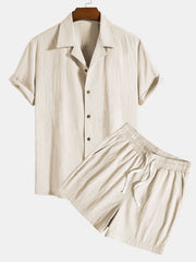 Textured Cotton Revere Shirt & 5" Shorts
