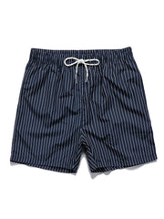 Wrinkled Textured Button Up Shirt & Striped Print Swim Shorts