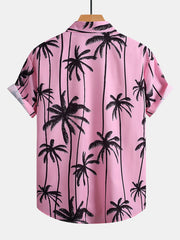 Palm Tree Print Button Up Shirt & Swim Shorts