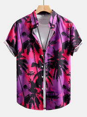 Palm Tree Print Button Up Shirt & Swim Shorts
