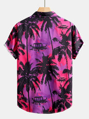 Palm Tree Print Button Up Shirt & Swim Shorts