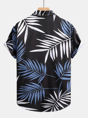 Tropical Leaves Print Button Up Shirt & Swim Shorts