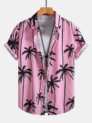 Palm Tree Print Button Up Shirt & Swim Shorts