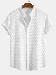 Checkerboard Stand Collar Shirt & Checkerboard Jacquard Shorts