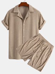 Striped Terry Cuban Shirt & Striped Terry Cuban Shorts