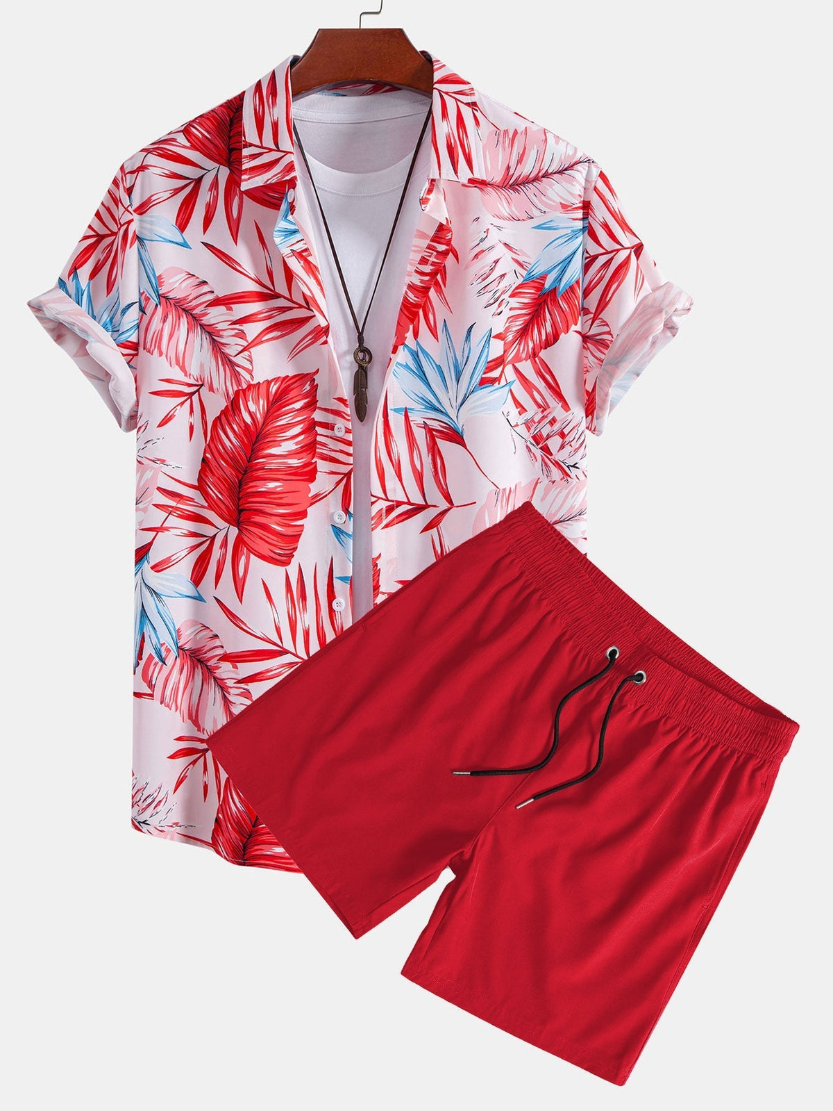 Tropical Print Button Up Shirt & Swim Shorts