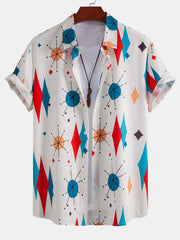 Atomic Geometric Print Button Up Shirt & Swim Shorts