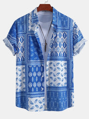 Paisley Border Button Up Shirt & Swim Shorts