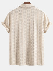 Floral Jacquard Textured Cuban Shirt & Straight Leg Linen Pants