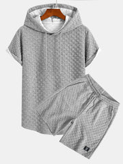 Checkerboard Jacquard  Arc Hem Hooded T-Shirt & Checkerboard Jacquard Shorts