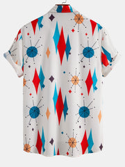 Atomic Geometric Print Button Up Shirt & Swim Shorts