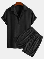 Striped Terry Cuban Shirt & Striped Terry Cuban Shorts