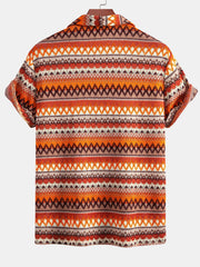 Geometric Cuban Shirt & Straight Leg Linen Pants