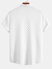 Checkerboard Stand Collar Shirt & Checkerboard Jacquard Shorts