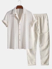 Textured Cuban Shirt & Straight Leg Linen Pants