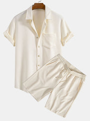 Stripe Jacquard Button Up Shirt & Shorts