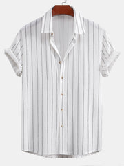 Stripe Textured Button Up Shirt & Straight Leg Linen Pants