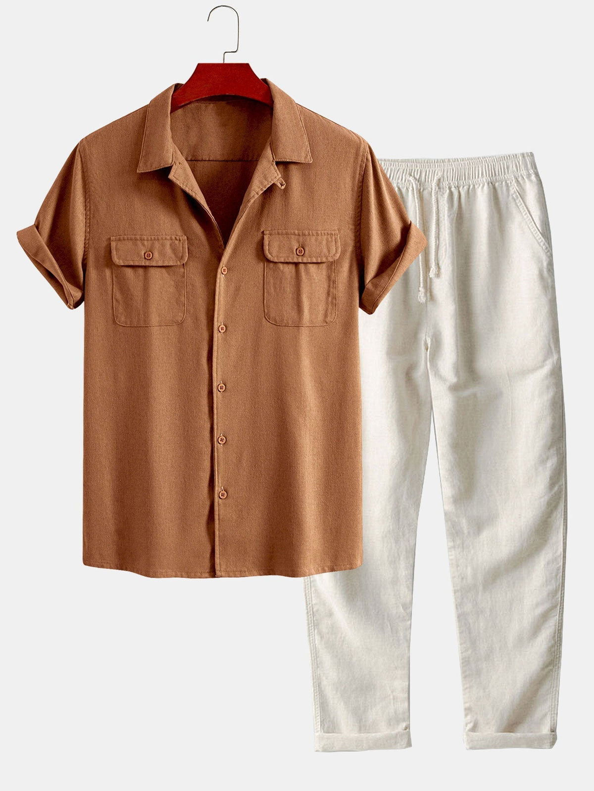 Linen Cuban Shirt With Pockets & Straight Leg Linen Pants