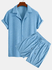 Striped Terry Cuban Shirt & Striped Terry Cuban Shorts