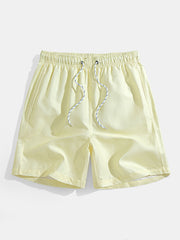 Relax Fit Flamingo  Tropical Palm Tree Print Button Up Shirt & Swim Short