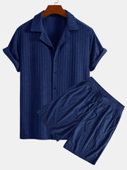 Striped Terry Cuban Shirt & Striped Terry Cuban Shorts
