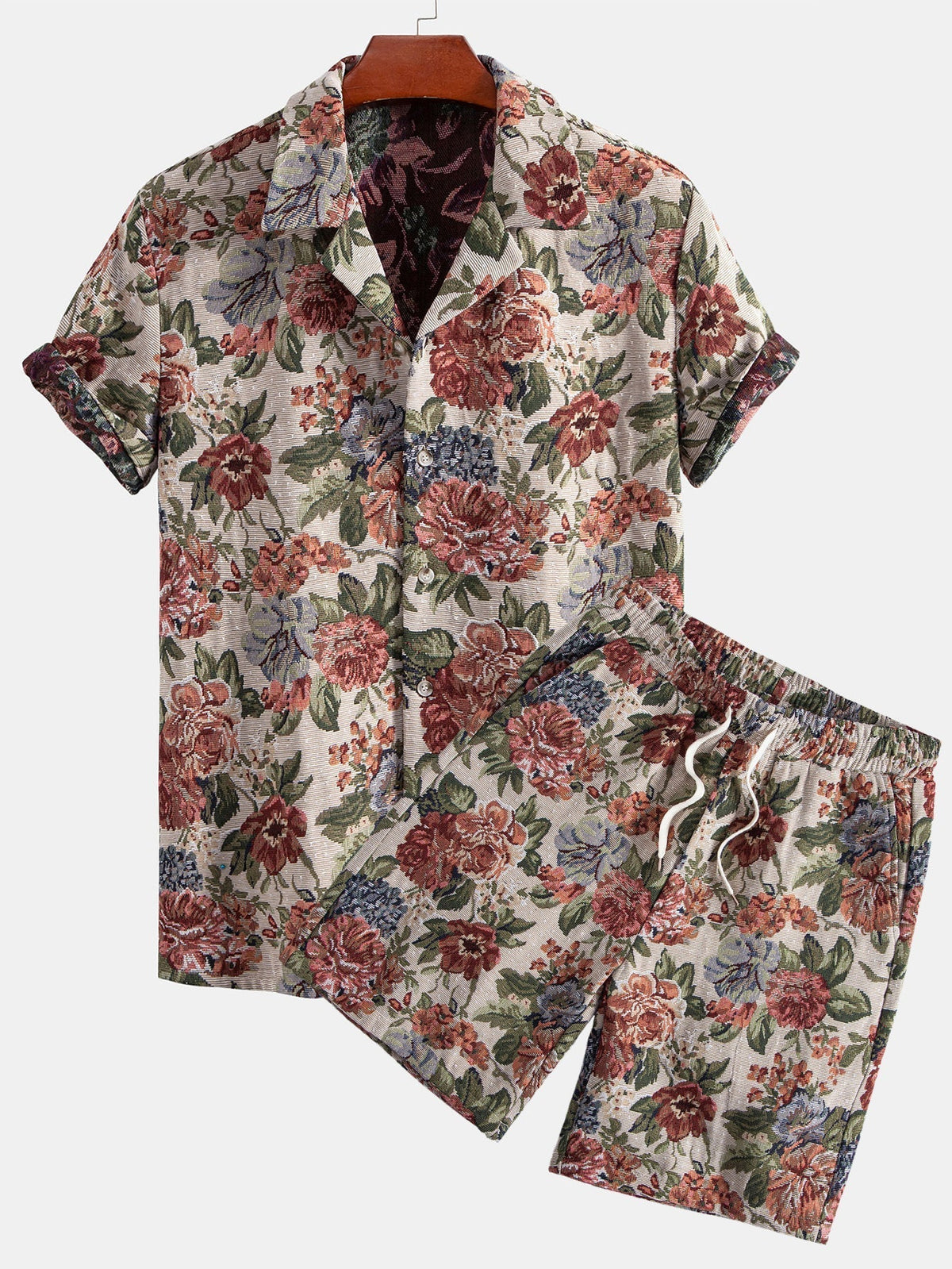 Floral Jacquard Cuban Shirt & Shorts