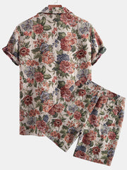 Floral Jacquard Cuban Shirt & Shorts