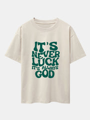 God Slogan Print Drop Shoulder Oversize T-Shirt & Drawstring Corduroy Shorts