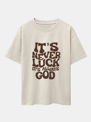 God Slogan Print Drop Shoulder Oversize T-Shirt  & Drawstring Corduroy Shorts