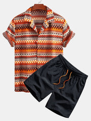 Geometric Cuban Shirt & Swim Shorts