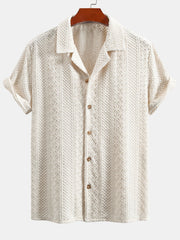 Floral Checkerboard Jacquard Cuban Shirt & Straight Leg Linen Pants