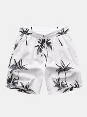 Palm Tree Print Button Up Shirt & Palm Tree Print Swim Shorts