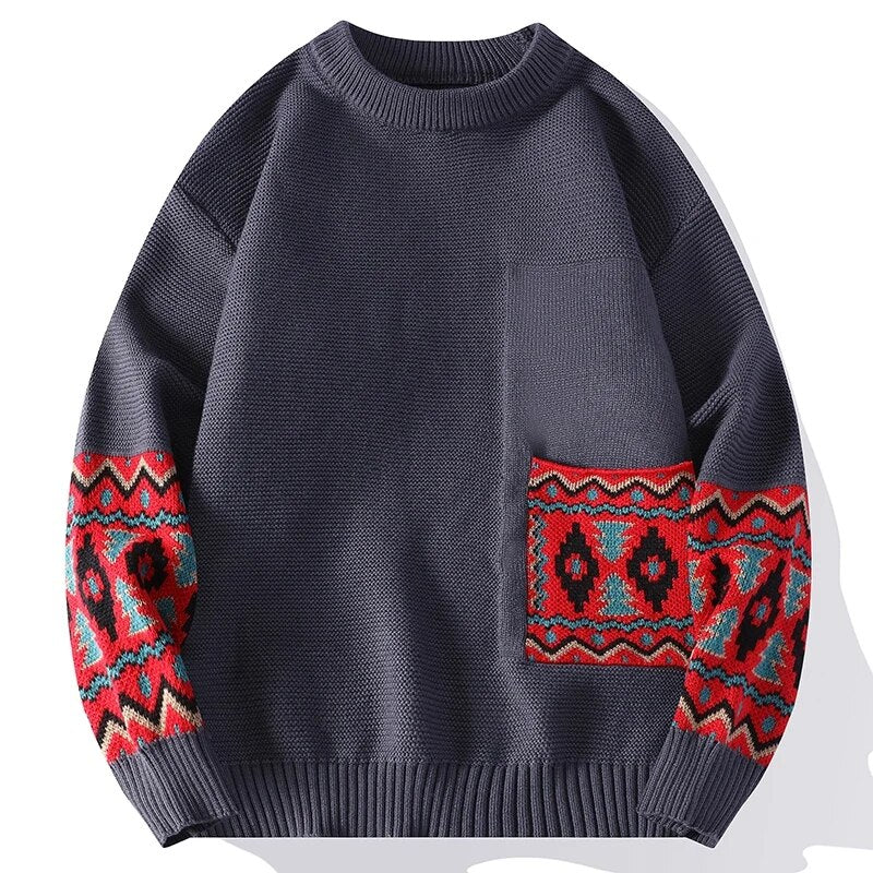 Men's Embroidered Wool Sweater