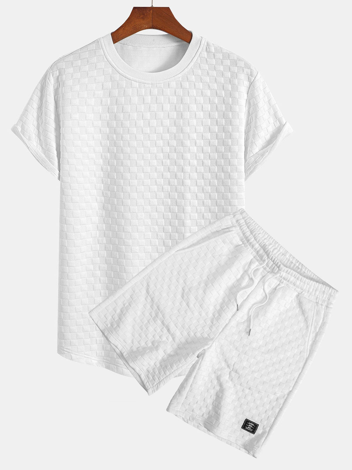 Checkerboard Jacquard  Arc Hem T-Shirt & Checkerboard Jacquard Shorts