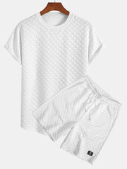 Checkerboard Jacquard  Arc Hem T-Shirt & Checkerboard Jacquard Shorts