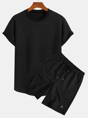 Checkerboard Jacquard  Arc Hem T-Shirt & Checkerboard Jacquard Shorts
