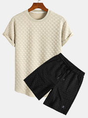 Checkerboard Jacquard Arc Hem T-Shirt & Checkerboard Jacquard Shorts