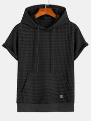 Short Sleeve Waffle Hoodie & Waffle Drawstring Shorts