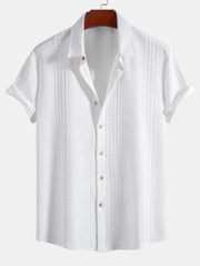 Geometric Jacquard Button Up Shirt & Shorts