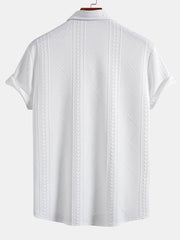 Geometric Jacquard Button Up Shirt & Shorts