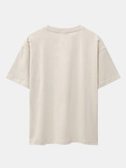 Florida Palm Tree Print Heavy Weight Oversize T-Shirt & Twill Jacquard Shorts