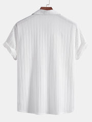 Striped Jacquard Cuban Collar Shirt & Straight Leg Pants