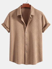Texture Jacquard Button Up Shirt & Shorts