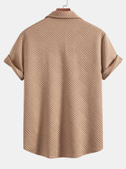 Texture Jacquard Button Up Shirt & Shorts