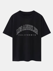 Los Angeles Letter Print Drop Shoulder Oversize T-Shirt & Corduroy Shorts
