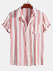 Striped Cuban Collar Shirt & Swim Shorts